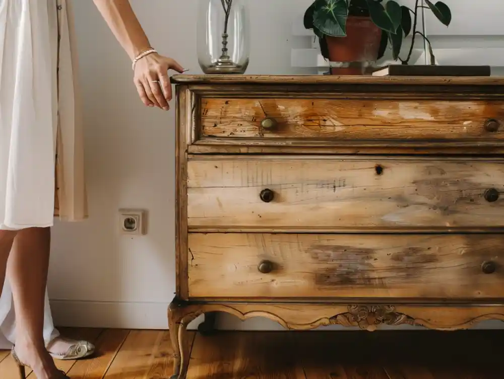 photo d'un meuble en bois rénové pour éviter la fast déco